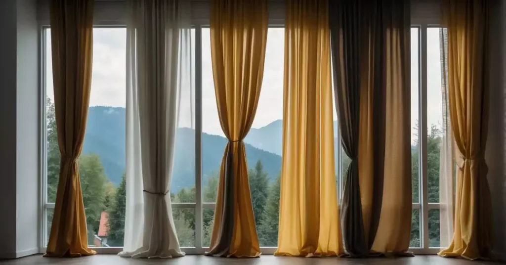 A German curtain with various customization options hanging in a window